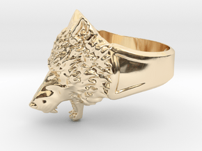Wolf Head Ring in 14k Gold Plated Brass: 11.5 / 65.25