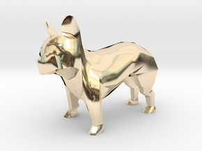 Low Poly French Bulldog in 14K Yellow Gold