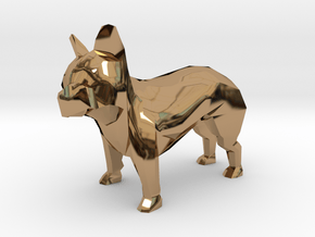 Low Poly French Bulldog in Polished Brass