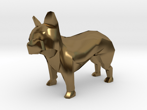 Low Poly French Bulldog in Polished Bronze