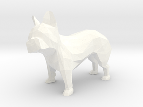 Low Poly French Bulldog in White Processed Versatile Plastic