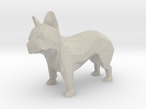 Low Poly French Bulldog in Natural Sandstone