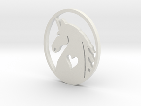 The Love of Unicorns Pendent in White Natural Versatile Plastic