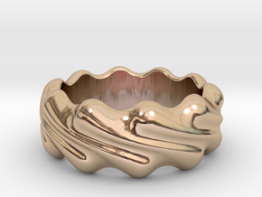 Ring Wave 15 - Italian Size 15 in 14k Rose Gold Plated Brass