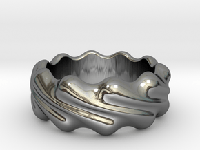 Ring Wave 17 - Italian Size 17 in Fine Detail Polished Silver