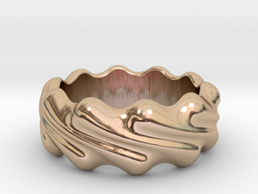 Ring Wave 17 - Italian Size 17 in 14k Rose Gold Plated Brass