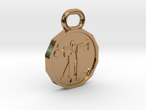 Dudeist Coin Pendant in Polished Brass