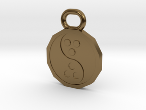 Dudeist Pendant (Heads on Both Sides) in Polished Bronze