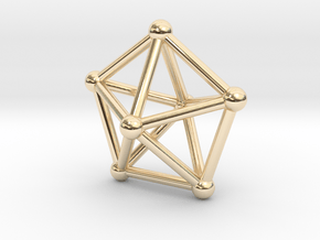 0308 J13 Pentagonal Bipyramid V&E (a=1cm) #2 in 14k Gold Plated Brass