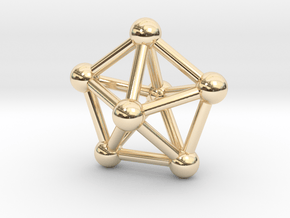 0309 J13 Pentagonal Bipyramid V&E (a=1cm) #3 in 14k Gold Plated Brass