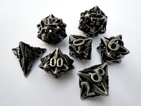 Pinwheel Dice Set with Decader in Polished Bronzed Silver Steel