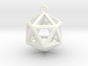 Icosahedron Pendant in White Processed Versatile Plastic