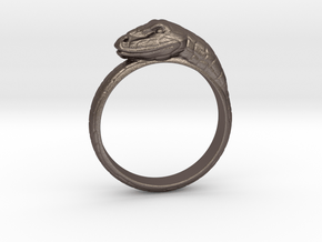 Snake Ring - (Sizes 5 to 15 available) US Size 9 in Polished Bronzed Silver Steel