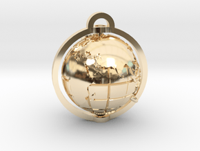 World Pendant in 14k Gold Plated Brass: Extra Small