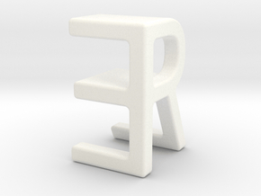 Two way letter pendant - ER RE in White Processed Versatile Plastic