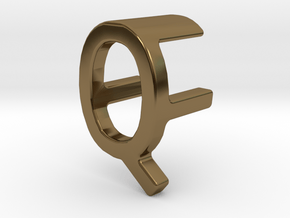 Two way letter pendant - FQ QF in Polished Bronze
