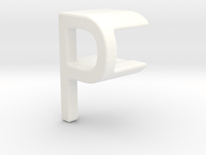 Two way letter pendant - FP PF in White Processed Versatile Plastic