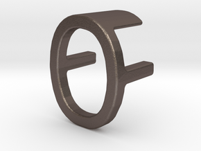 Two way letter pendant - FO OF in Polished Bronzed Silver Steel