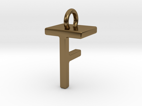Two way letter pendant - FT TF in Polished Bronze