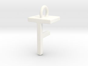 Two way letter pendant - FT TF in White Processed Versatile Plastic