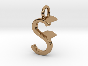Two way letter pendant - FS SF in Polished Brass