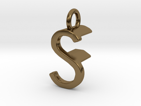Two way letter pendant - FS SF in Polished Bronze