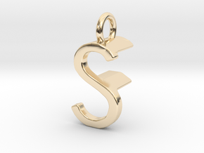 Two way letter pendant - FS SF in 14k Gold Plated Brass