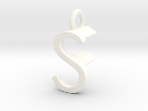 Two way letter pendant - FS SF in White Processed Versatile Plastic