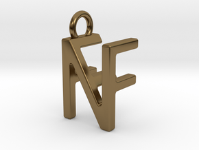 Two way letter pendant - FN NF in Polished Bronze