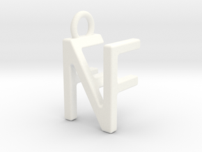 Two way letter pendant - FN NF in White Processed Versatile Plastic