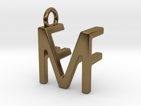 Two way letter pendant - FM MF in Polished Bronze