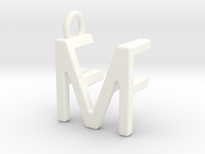 Two way letter pendant - FM MF in White Processed Versatile Plastic