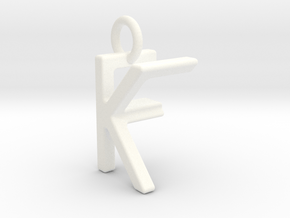 Two way letter pendant - FK KF in White Processed Versatile Plastic