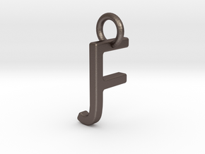 Two way letter pendant - FJ JF in Polished Bronzed Silver Steel