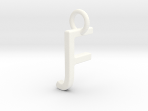 Two way letter pendant - FJ JF in White Processed Versatile Plastic