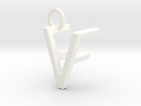 Two way letter pendant - FV VF in White Processed Versatile Plastic