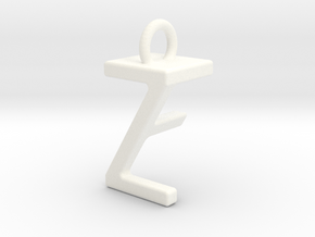Two way letter pendant - FZ ZF in White Processed Versatile Plastic