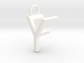 Two way letter pendant - FY YF in White Processed Versatile Plastic