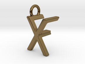 Two way letter pendant - FX XF in Polished Bronze