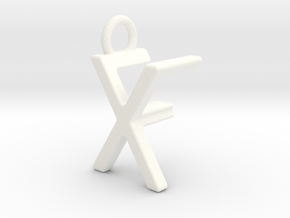 Two way letter pendant - FX XF in White Processed Versatile Plastic
