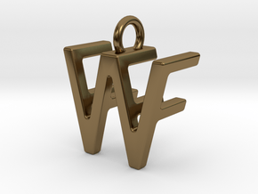 Two way letter pendant - FW WF in Polished Bronze