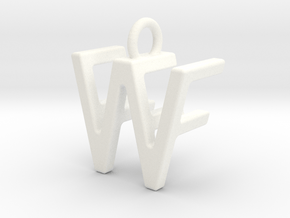 Two way letter pendant - FW WF in White Processed Versatile Plastic