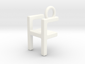 Two way letter pendant - FH HF in White Processed Versatile Plastic