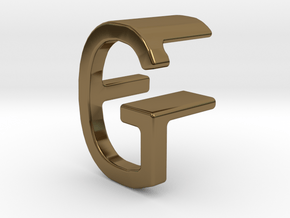 Two way letter pendant - FG GF in Polished Bronze