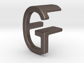 Two way letter pendant - FG GF in Polished Bronzed Silver Steel
