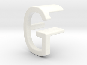 Two way letter pendant - FG GF in White Processed Versatile Plastic