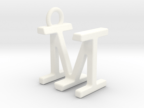 Two way letter pendant - IM MI in White Processed Versatile Plastic