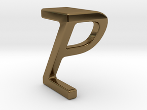 Two way letter pendant - PZ ZP in Polished Bronze
