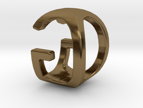 Two way letter pendant - GO OG in Polished Bronze