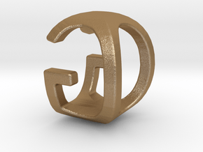 Two way letter pendant - GO OG in Polished Bronze Steel